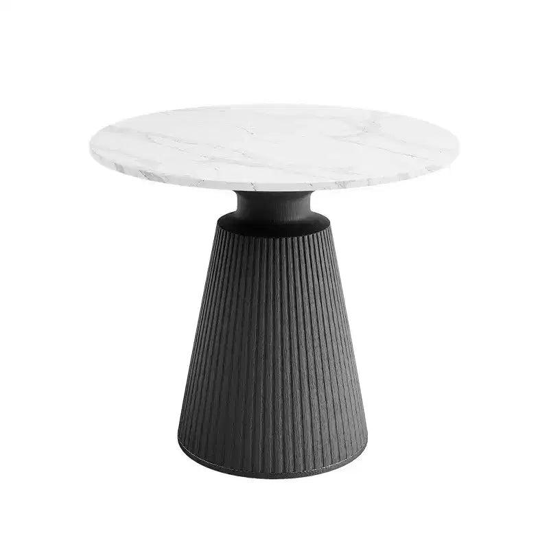 Round White Accent Table, No Assembly, Magnesium Oxide Frame