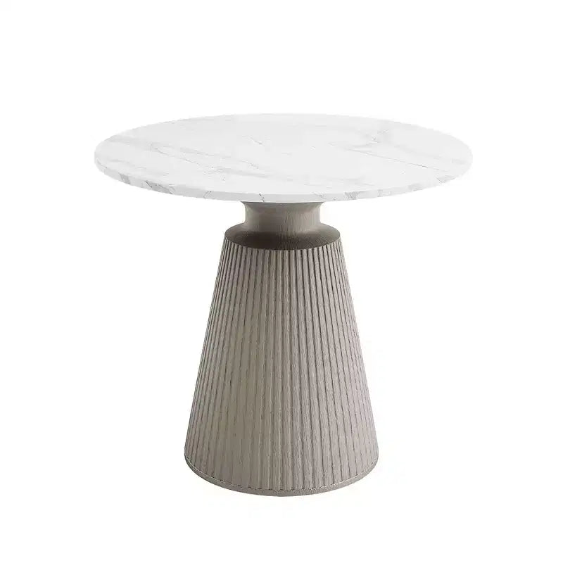 Round White Accent Table, No Assembly, Magnesium Oxide Frame