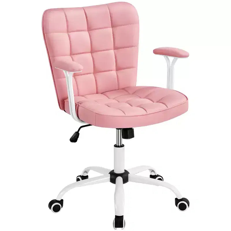 Mid-Back PU Leather Office Chair with Detachable Armrests
