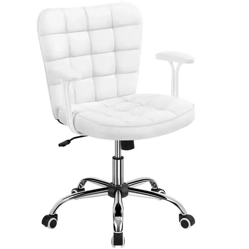 Mid-Back PU Leather Office Chair with Detachable Armrests