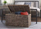 Wicker Storage Trunk with Hinged Lid, 33-Inch Wide