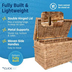Wicker Storage Trunk with Hinged Lid, 33-Inch Wide
