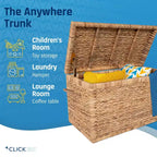 Wicker Storage Trunk with Hinged Lid, 33-Inch Wide