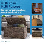 Wicker Storage Trunk with Hinged Lid, 33-Inch Wide