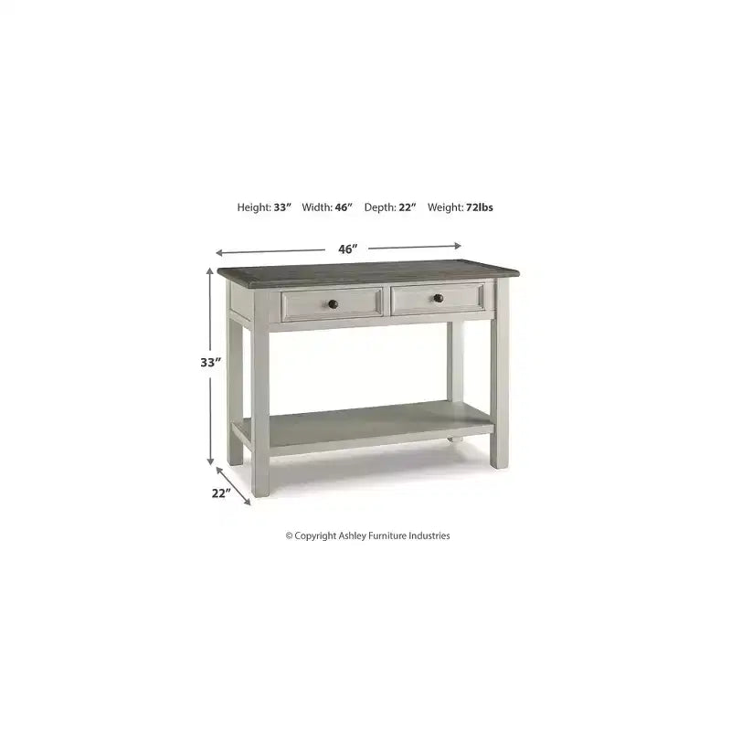 Two-Tone Console Table with Drawers and Antique White Finish