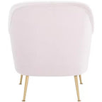 Velvet Accent Chair with Gold Legs and Rolled Arms, 275 lb