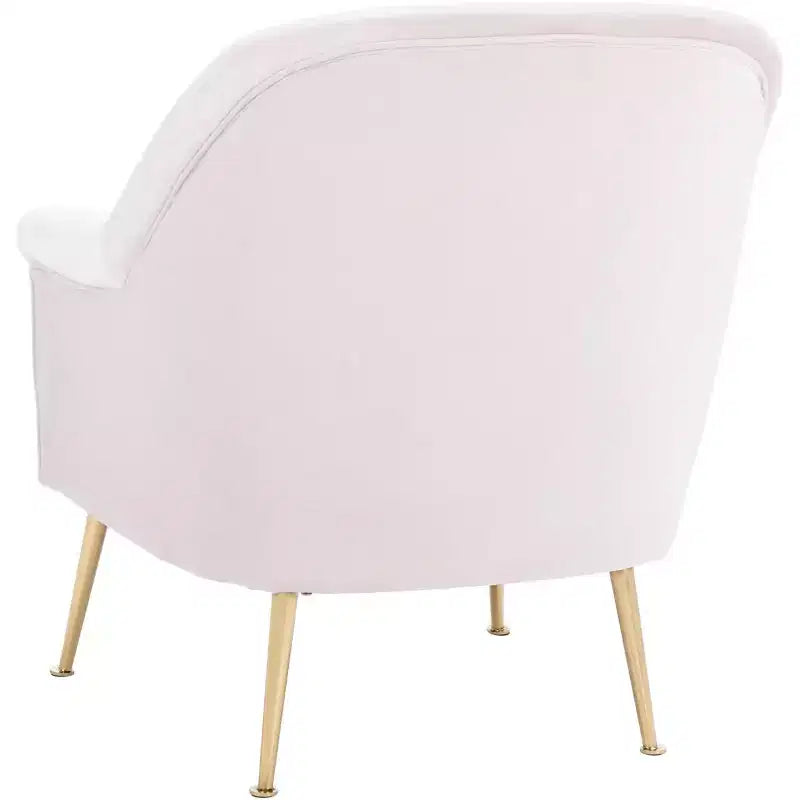Velvet Accent Chair with Gold Legs and Rolled Arms, 275 lb
