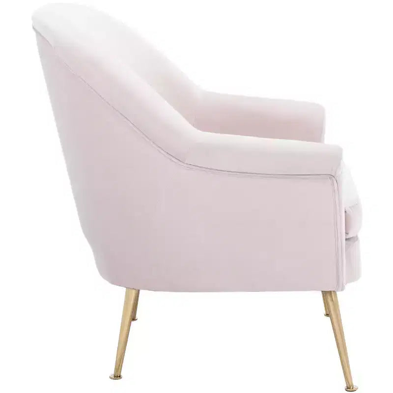Velvet Accent Chair with Gold Legs and Rolled Arms, 275 lb