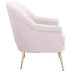 Velvet Accent Chair with Gold Legs and Rolled Arms, 275 lb