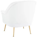 Velvet Accent Chair with Gold Legs and Rolled Arms, 275 lb