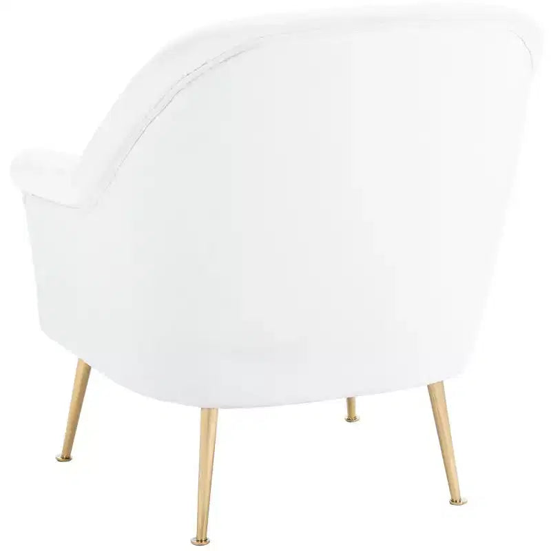 Velvet Accent Chair with Gold Legs and Rolled Arms, 275 lb
