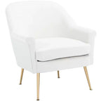 Velvet Accent Chair with Gold Legs and Rolled Arms, 275 lb