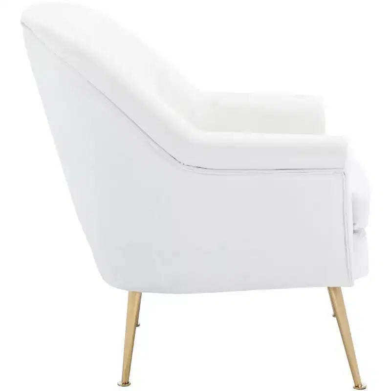 Velvet Accent Chair with Gold Legs and Rolled Arms, 275 lb