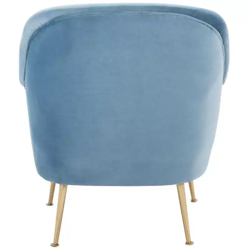 Velvet Accent Chair with Gold Legs and Rolled Arms, 275 lb