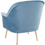 Velvet Accent Chair with Gold Legs and Rolled Arms, 275 lb