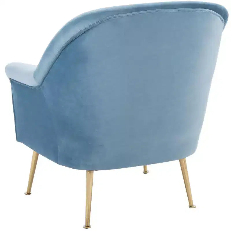 Velvet Accent Chair with Gold Legs and Rolled Arms, 275 lb