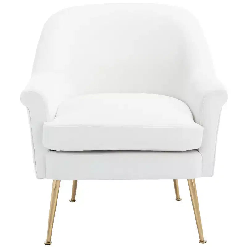 Velvet Accent Chair with Gold Legs and Rolled Arms, 275 lb