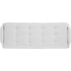 Upholstered Bench with Tufted Cushion and Gold Metal Legs