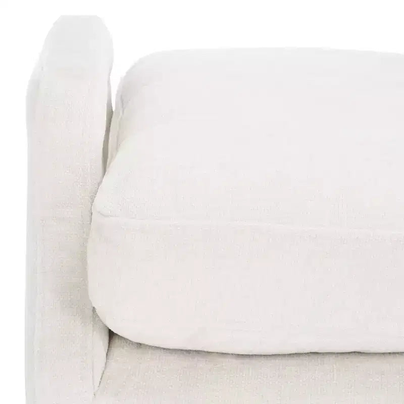 Upholstered Bench with Tufted Cushion and Gold Metal Legs