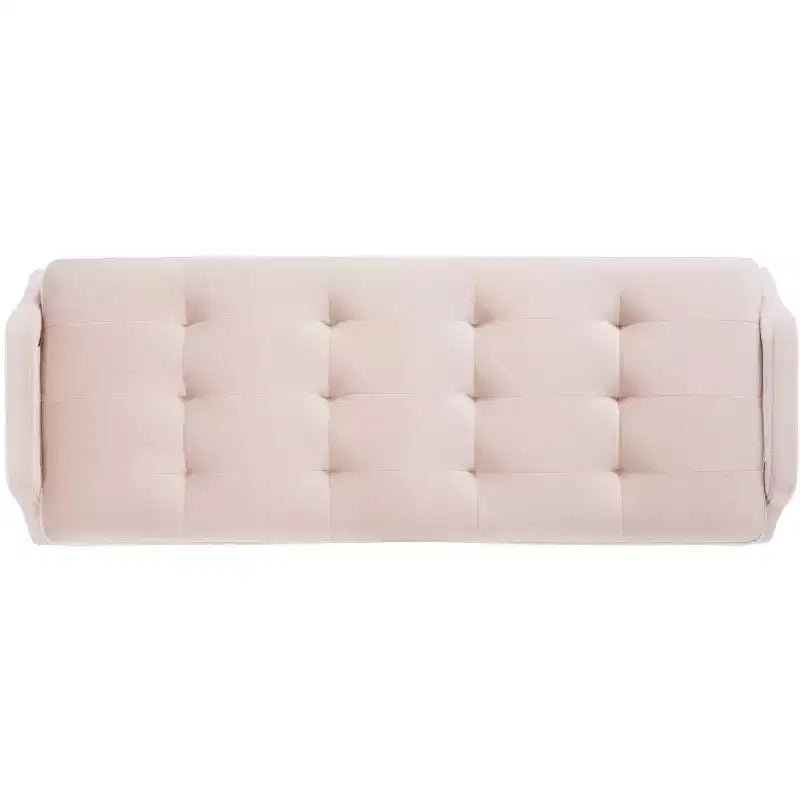 Upholstered Bench with Tufted Cushion and Gold Metal Legs