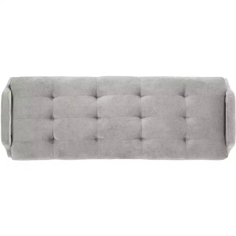 Upholstered Bench with Tufted Cushion and Gold Metal Legs