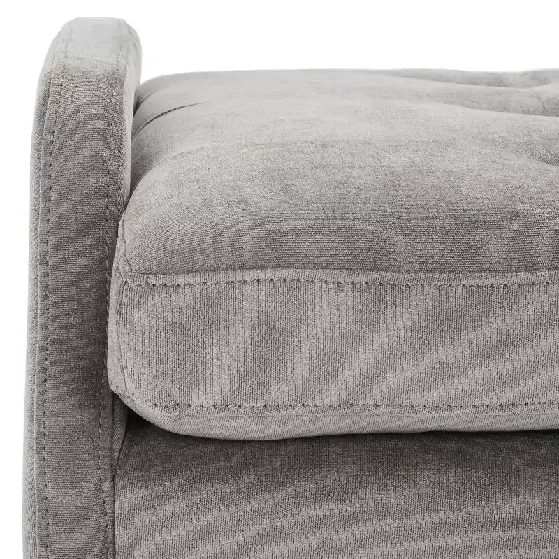 Upholstered Bench with Tufted Cushion and Gold Metal Legs
