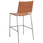 Sgabello da banco in pelle intrecciata con struttura in metallo