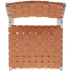 Sgabello da banco in pelle intrecciata con struttura in metallo
