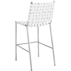 Sgabello da banco in pelle intrecciata con struttura in metallo