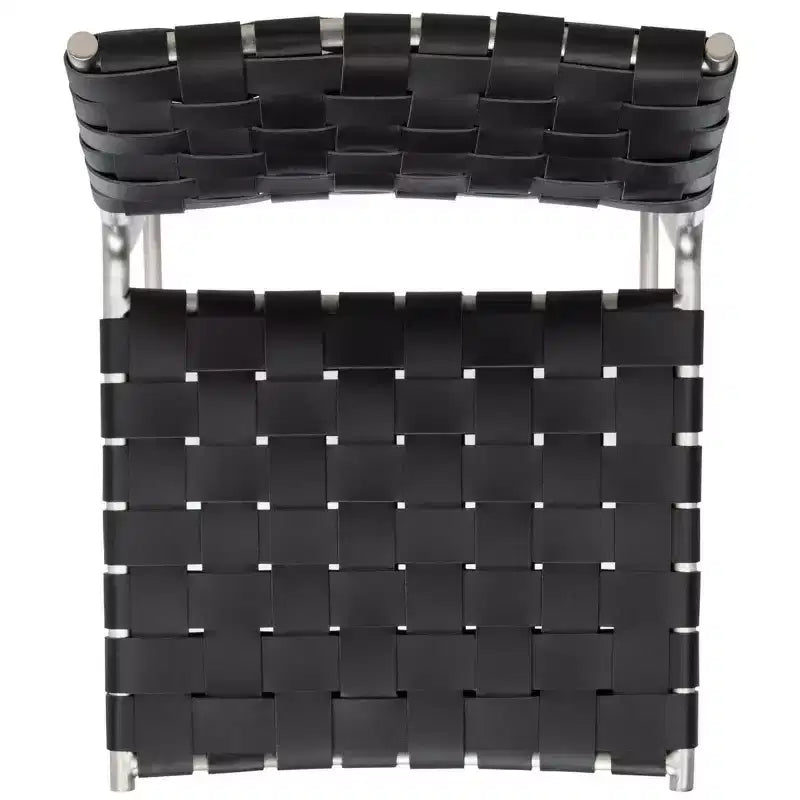 Sgabello da banco in pelle intrecciata con struttura in metallo