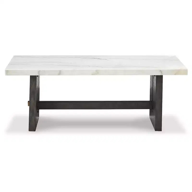 Rectangular Coffee Table with Natural Marble Top and Plinth Base