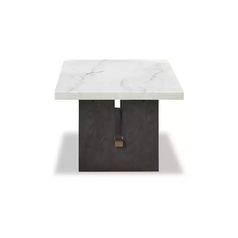 Rectangular Coffee Table with Natural Marble Top and Plinth Base