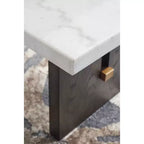 Tavolino da caffè rettangolare con piano in marmo naturale e base a plinto