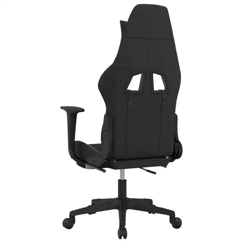 Adjustable Black and White Fabric Massage Gaming Chair with Footrest
