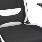 Adjustable Black and White Fabric Massage Gaming Chair with Footrest