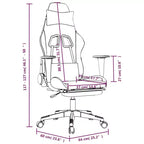 Adjustable Black and White Fabric Massage Gaming Chair with Footrest