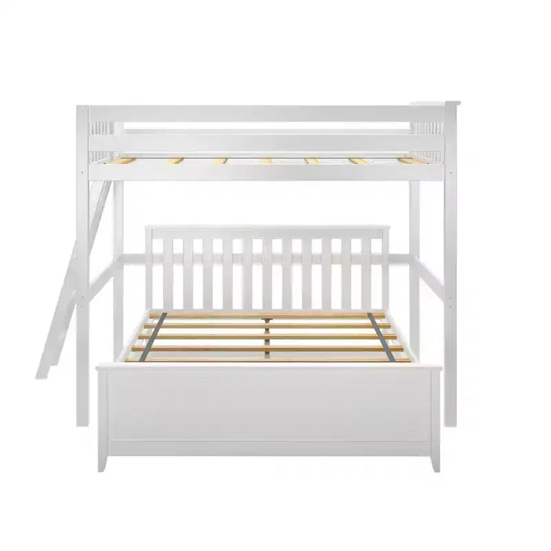 L-Shaped Full over Queen Bunk Bed with Flexible Ladder Placement