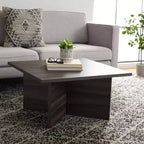 Square Wood Coffee Table with Cross Base and Multicolor Top