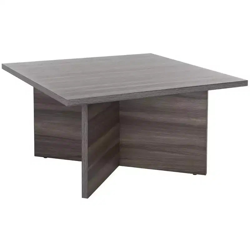 Square Wood Coffee Table with Cross Base and Multicolor Top