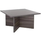 Square Wood Coffee Table with Cross Base and Multicolor Top
