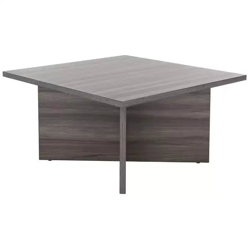 Square Wood Coffee Table with Cross Base and Multicolor Top