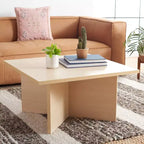 Square Wood Coffee Table with Cross Base and Multicolor Top
