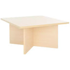 Square Wood Coffee Table with Cross Base and Multicolor Top