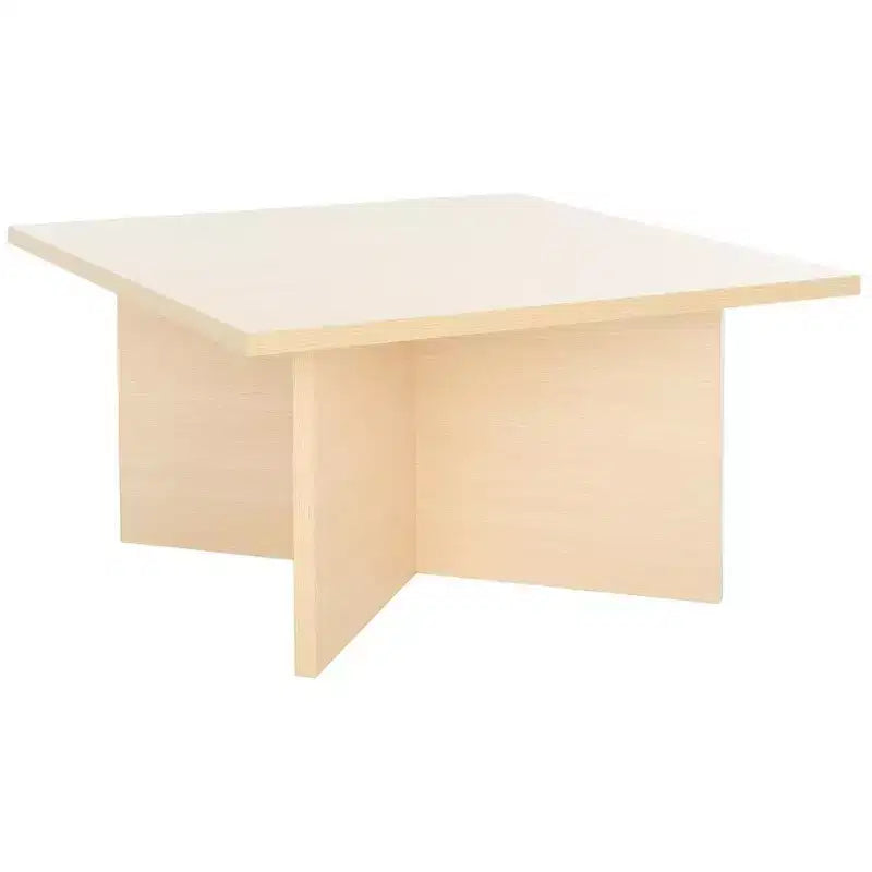 Square Wood Coffee Table with Cross Base and Multicolor Top