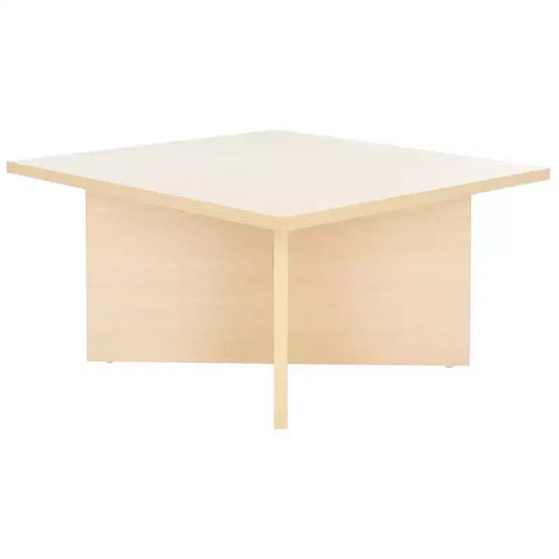 Square Wood Coffee Table with Cross Base and Multicolor Top
