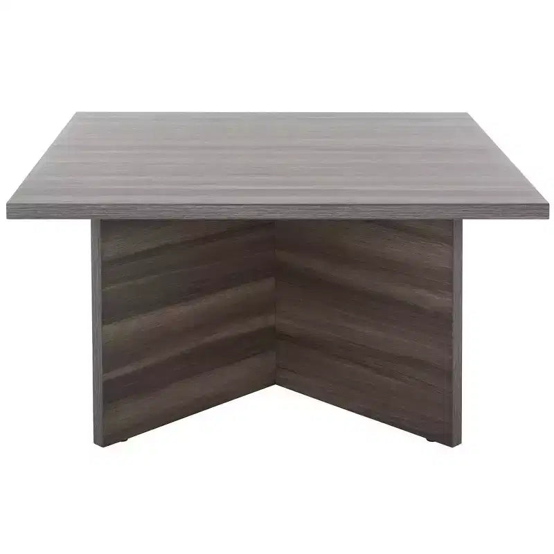 Square Wood Coffee Table with Cross Base and Multicolor Top