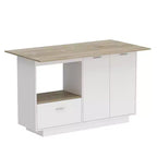 Kitchen Island with Wood-Grain Top, Drawers, and Cabinet Doors