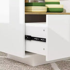 Kitchen Island with Wood-Grain Top, Drawers, and Cabinet Doors