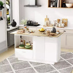 Kitchen Island with Wood-Grain Top, Drawers, and Cabinet Doors