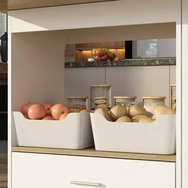 Kitchen Island with Wood-Grain Top, Drawers, and Cabinet Doors